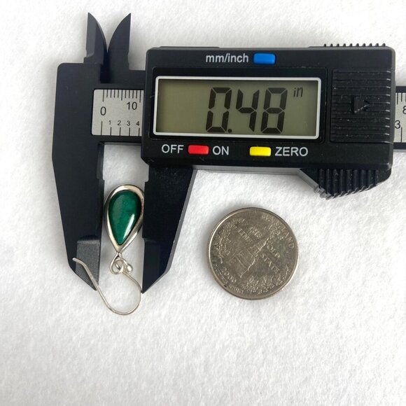 Sterling Silver 925 Southwest Style Chrysocolla Teardrop Dangle Drop Earrings - Picture 15 of 16